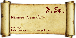 Wimmer Szeráf névjegykártya